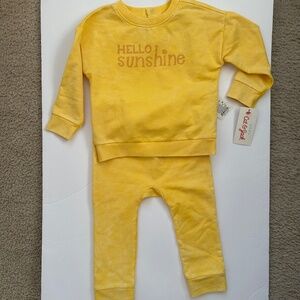 NWT 2 piece matching sweat suit yellow
